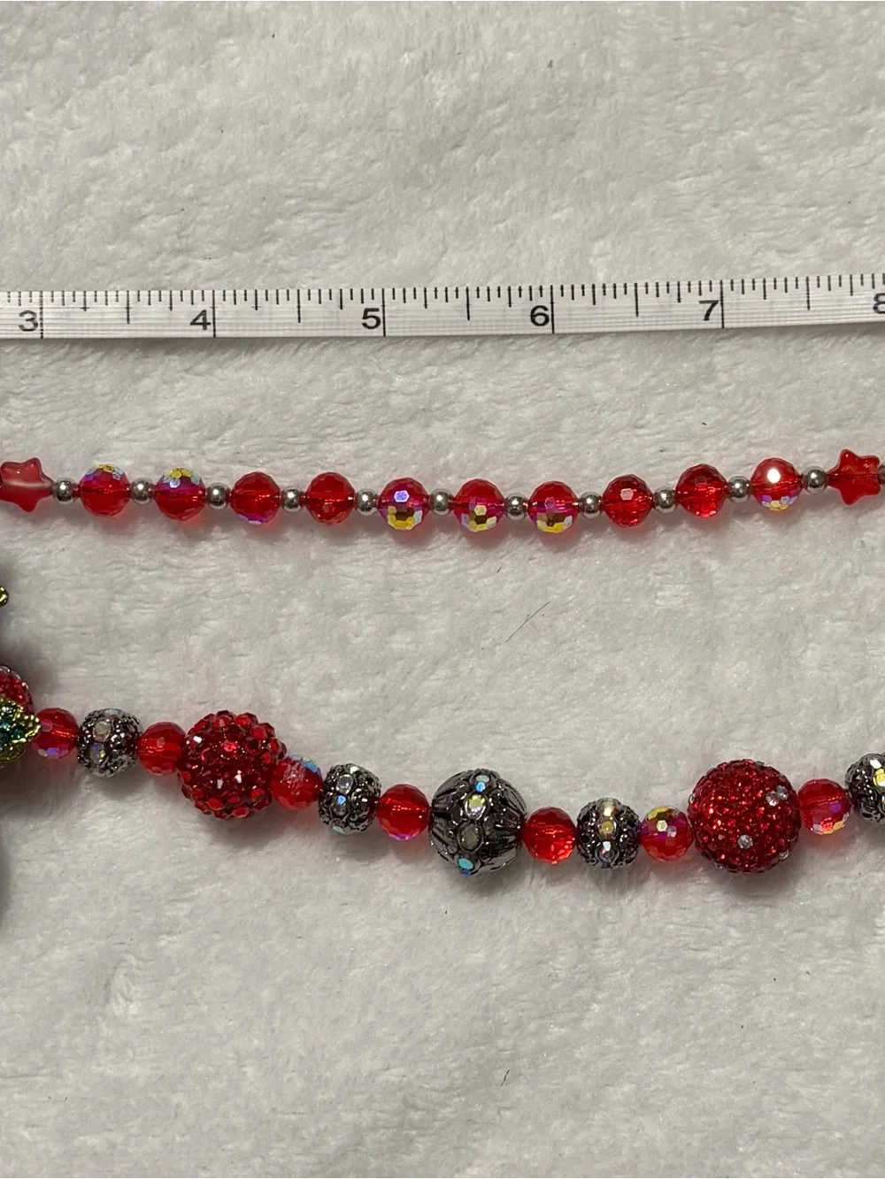 Hand Made Red Crystal Rose Beaded Bag Charm Or Keychain